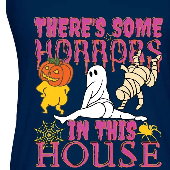 Theres Some Horrors In This House Ghost Pumpkin Halloween Ladies Essential Flowy Tank