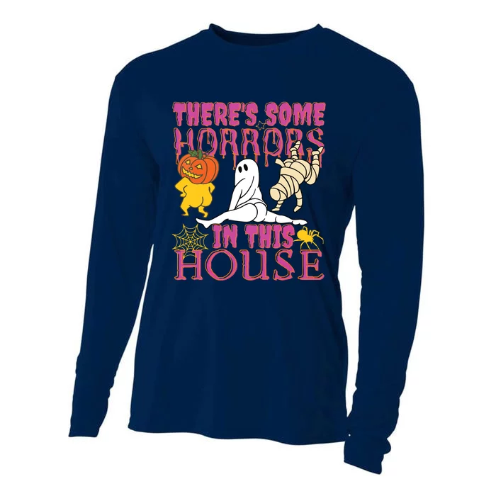 Theres Some Horrors In This House Ghost Pumpkin Halloween Cooling Performance Long Sleeve Crew