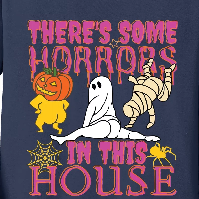 Theres Some Horrors In This House Ghost Pumpkin Halloween Kids Long Sleeve Shirt