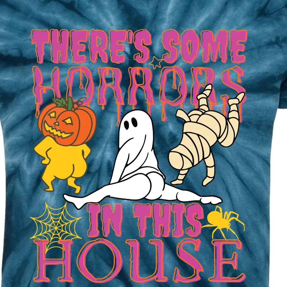 Theres Some Horrors In This House Ghost Pumpkin Halloween Kids Tie-Dye T-Shirt