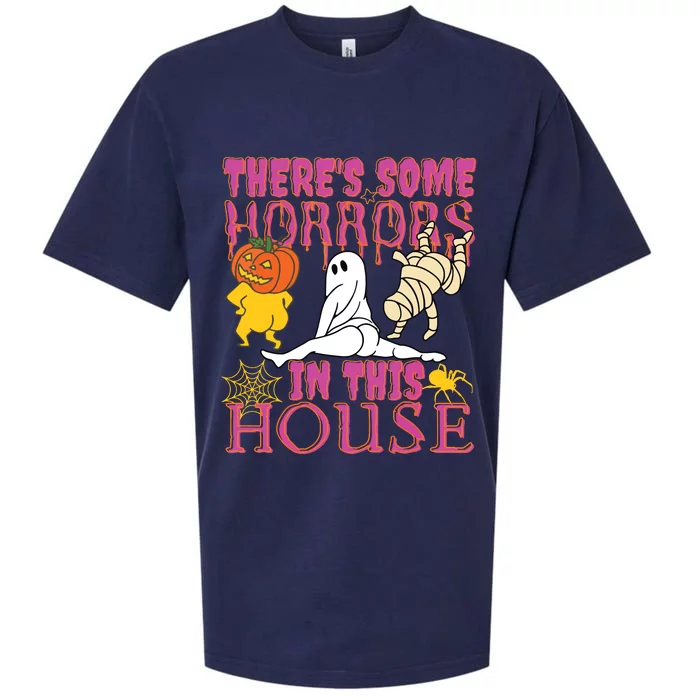 Theres Some Horrors In This House Ghost Pumpkin Halloween Sueded Cloud Jersey T-Shirt