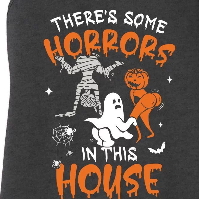 Theres Some Horrors In This House Ghost Pumpkin Halloween Women's Racerback Tank