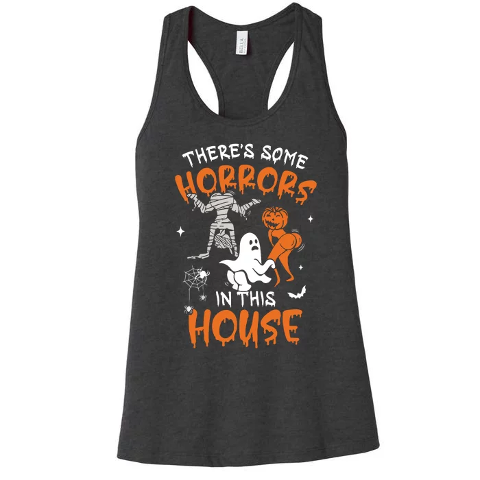 Theres Some Horrors In This House Ghost Pumpkin Halloween Women's Racerback Tank