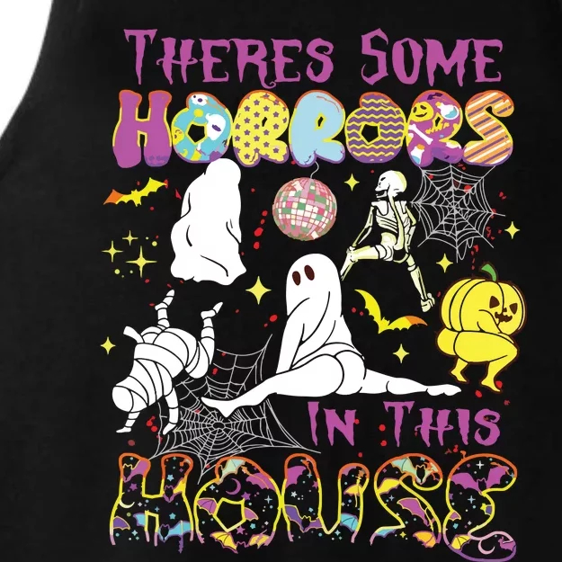 Theres Some Horrors In This House Ghost Pumpkin Halloween Ladies Tri-Blend Wicking Tank