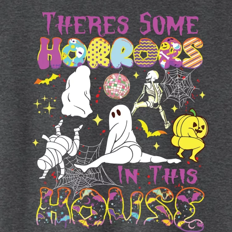 Theres Some Horrors In This House Ghost Pumpkin Halloween Women's Crop Top Tee