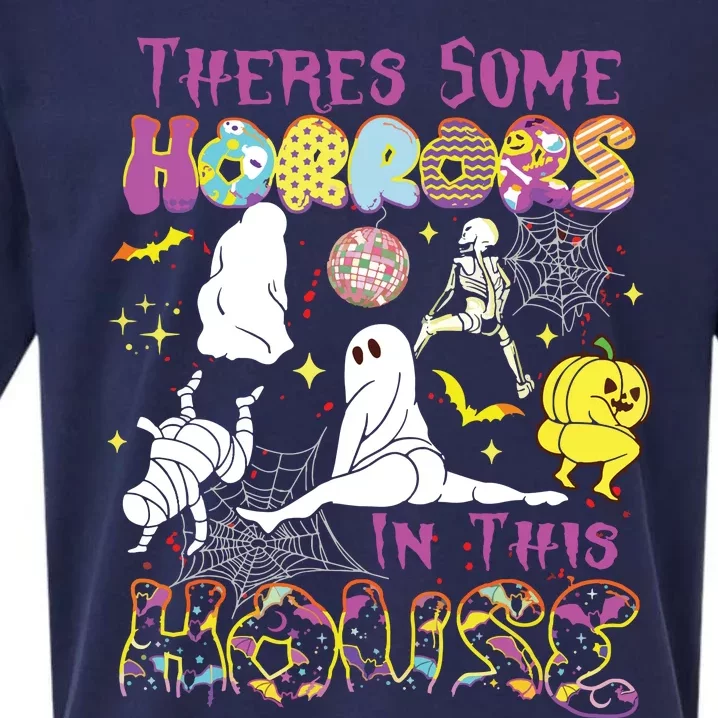 Theres Some Horrors In This House Ghost Pumpkin Halloween Sueded Cloud Jersey T-Shirt