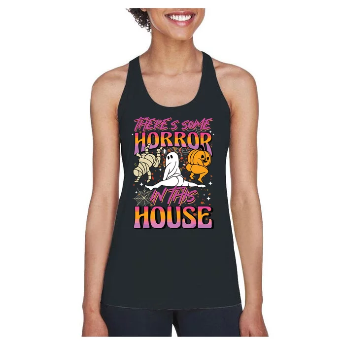 Theres Some Horrors In This House Ghost Pumpkin Halloween Women's Racerback Tank