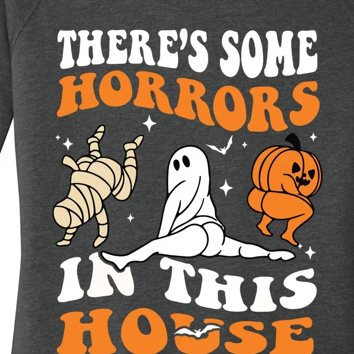 Theres Some Horrors In This House Ghost Pumpkin Halloween Women's Perfect Tri Tunic Long Sleeve Shirt