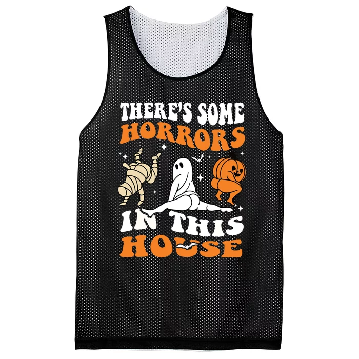 Theres Some Horrors In This House Ghost Pumpkin Halloween Mesh Reversible Basketball Jersey Tank