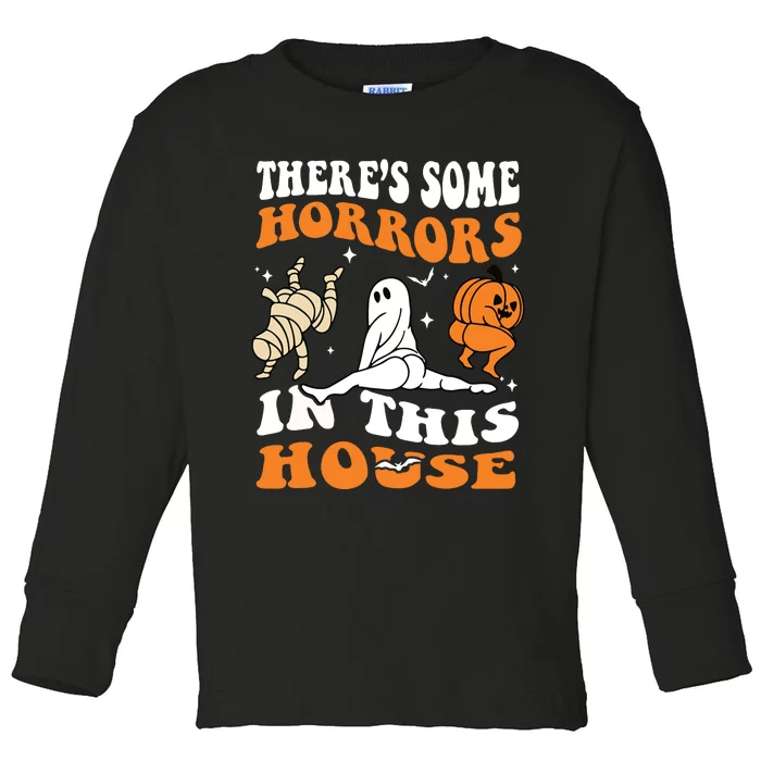 Theres Some Horrors In This House Ghost Pumpkin Halloween Toddler Long Sleeve Shirt