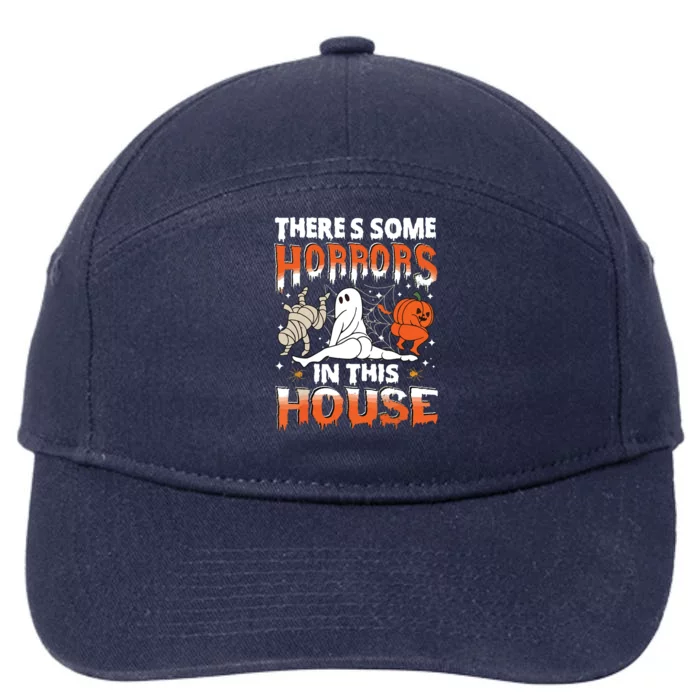 Theres Some Horrors In This House Ghost Pumpkin Halloween 7-Panel Snapback Hat