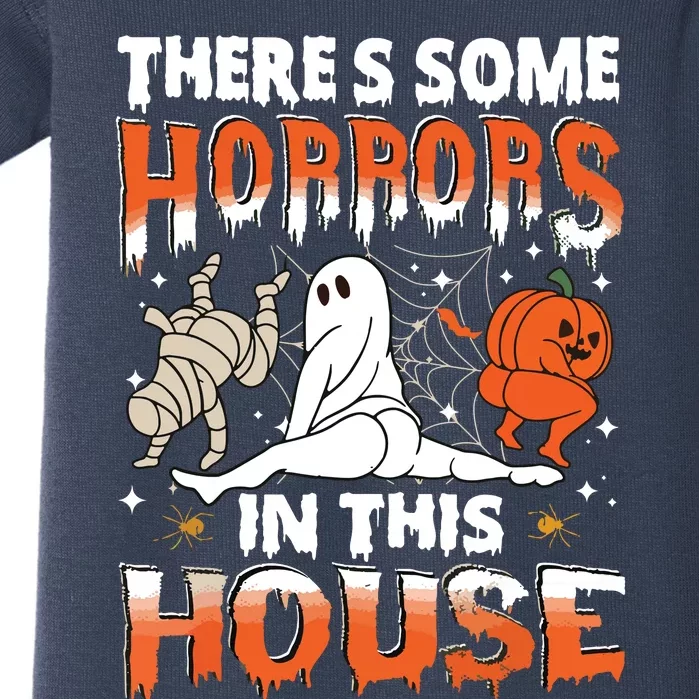 Theres Some Horrors In This House Ghost Pumpkin Halloween Baby Bodysuit