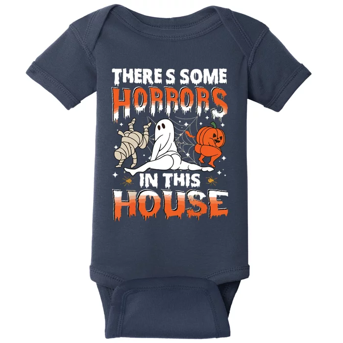 Theres Some Horrors In This House Ghost Pumpkin Halloween Baby Bodysuit