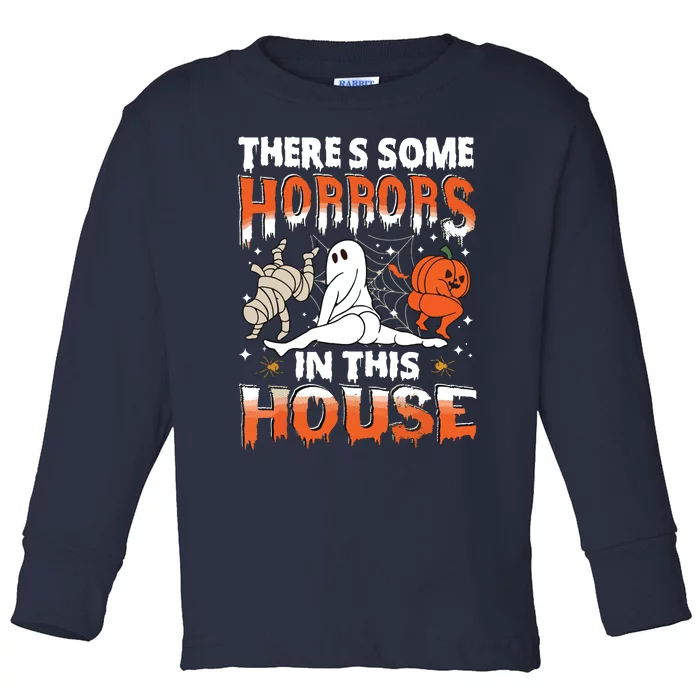 Theres Some Horrors In This House Ghost Pumpkin Halloween Toddler Long Sleeve Shirt