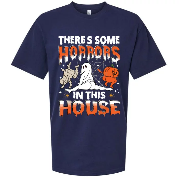 Theres Some Horrors In This House Ghost Pumpkin Halloween Sueded Cloud Jersey T-Shirt