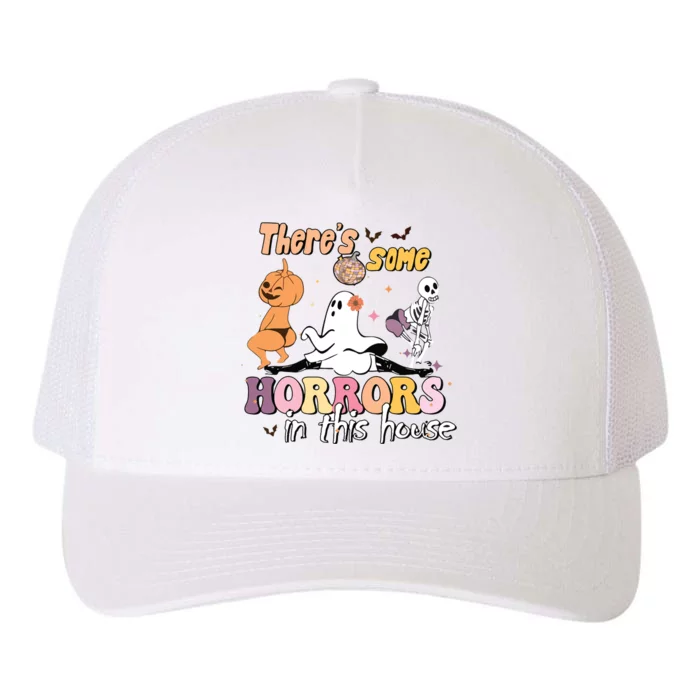 Theres Some Horrors In This House Ghost Pumpkin Halloween Yupoong Adult 5-Panel Trucker Hat