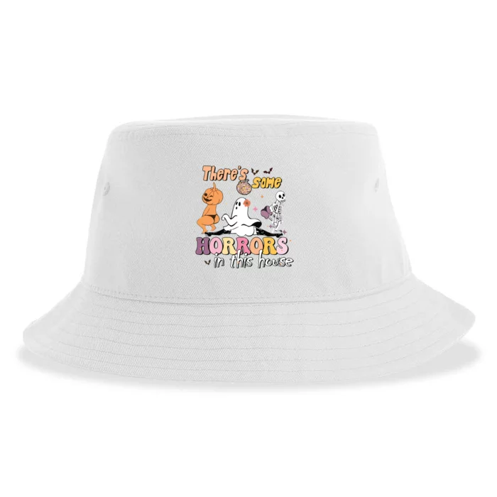 Theres Some Horrors In This House Ghost Pumpkin Halloween Sustainable Bucket Hat