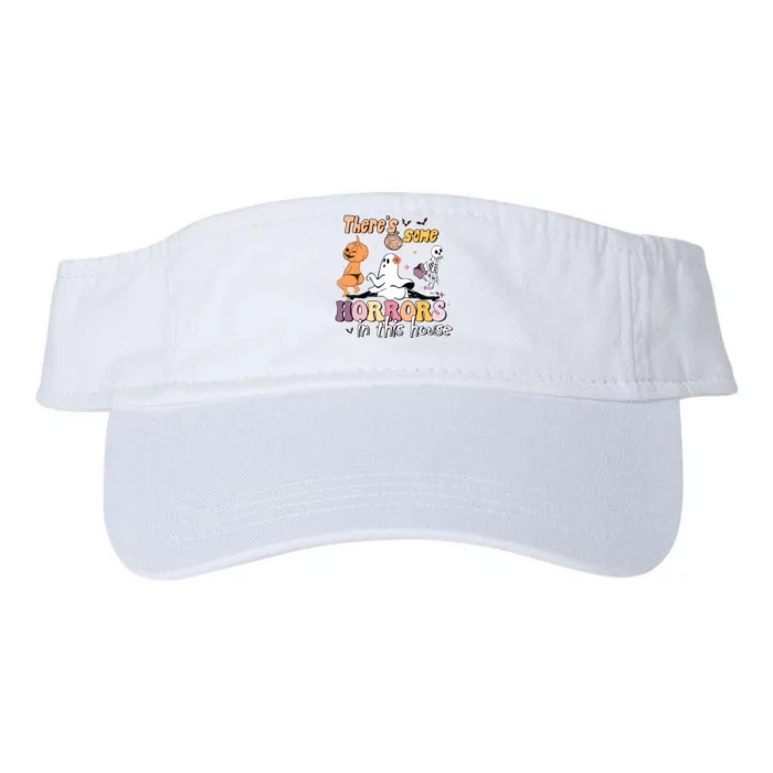 Theres Some Horrors In This House Ghost Pumpkin Halloween Valucap Bio-Washed Visor