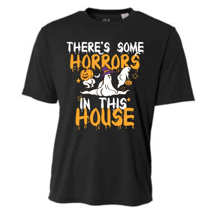 Theres Some Horrors In This House Ghost Pumpkin Halloween Cooling Performance Crew T-Shirt