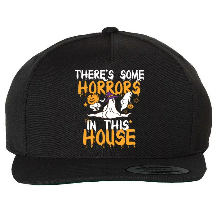 Theres Some Horrors In This House Ghost Pumpkin Halloween Wool Snapback Cap