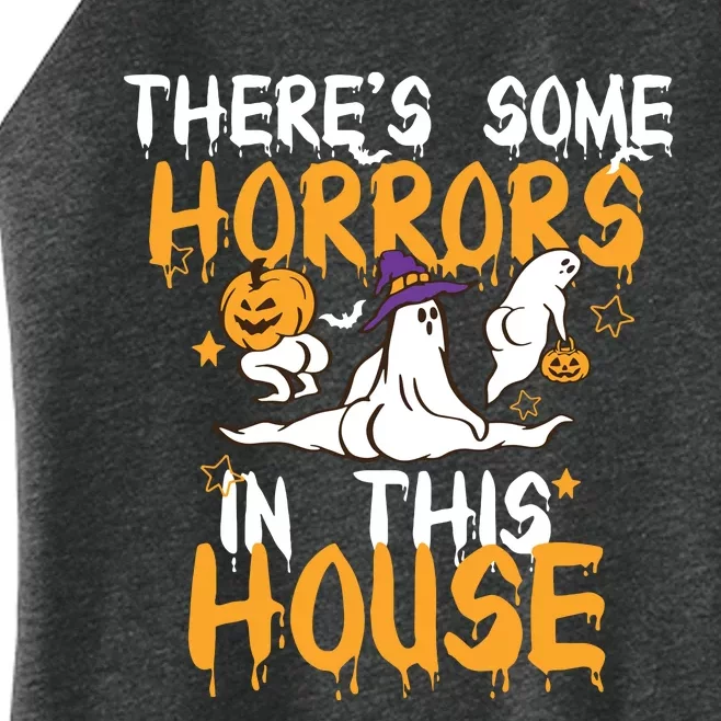 Theres Some Horrors In This House Ghost Pumpkin Halloween Women’s Perfect Tri Rocker Tank