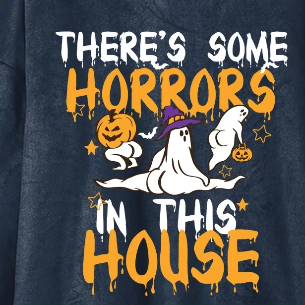 Theres Some Horrors In This House Ghost Pumpkin Halloween Hooded Wearable Blanket