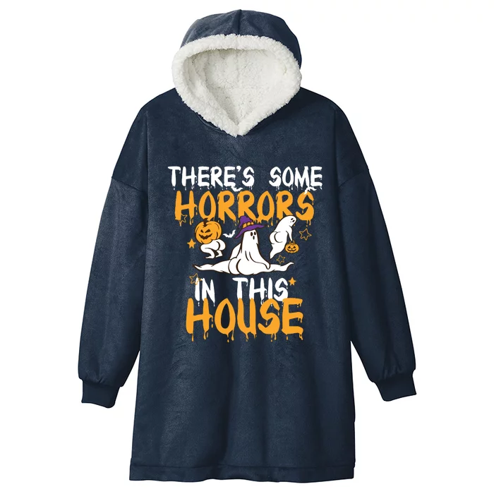 Theres Some Horrors In This House Ghost Pumpkin Halloween Hooded Wearable Blanket