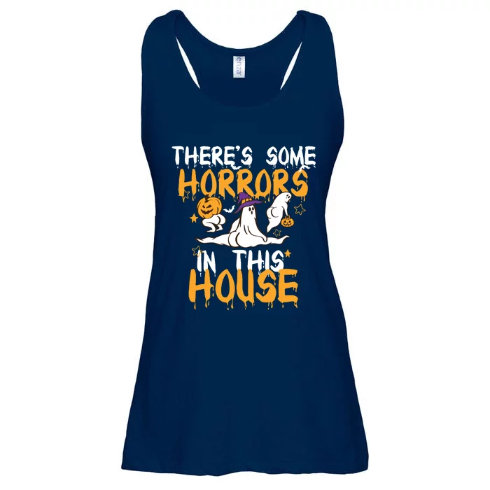 Theres Some Horrors In This House Ghost Pumpkin Halloween Ladies Essential Flowy Tank