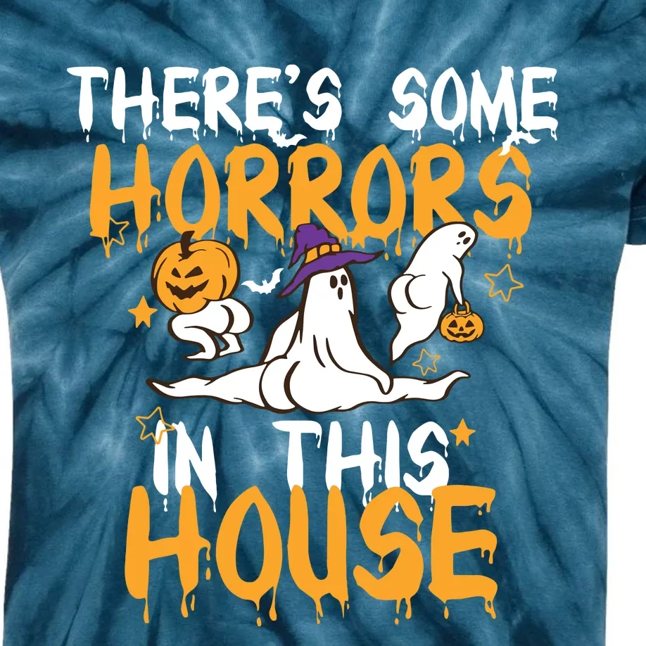 Theres Some Horrors In This House Ghost Pumpkin Halloween Kids Tie-Dye T-Shirt