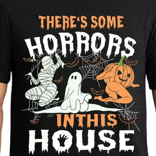 Theres Some Horrors In This House Halloween Pumpkin Ghost Pajama Set