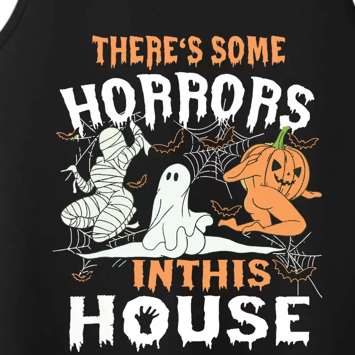 Theres Some Horrors In This House Halloween Pumpkin Ghost Performance Tank