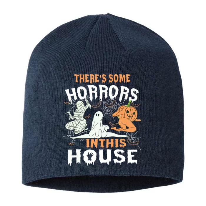 Theres Some Horrors In This House Halloween Pumpkin Ghost 8 1/2in Sustainable Knit Beanie