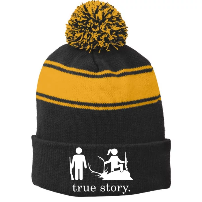 True Story Hunting Lover Hunter Stripe Pom Pom Beanie