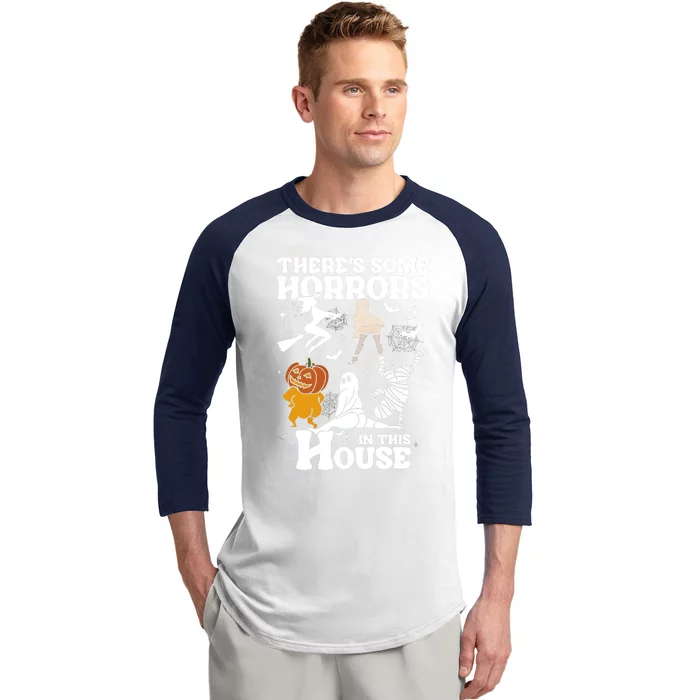 ThereS Some Horrors In This House Retro Halloween Baseball Sleeve Shirt