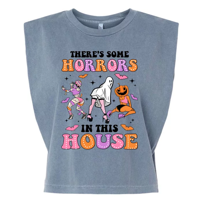 ThereS Some Horrors In This House Retro Halloween Garment-Dyed Women's Muscle Tee