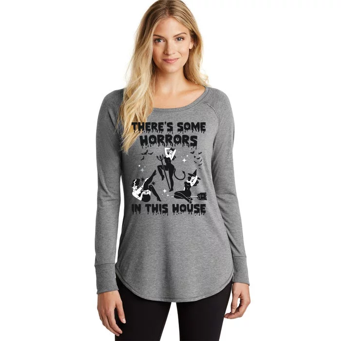 Theres Some Horrors In This House Halloween Witch Spooky Women's Perfect Tri Tunic Long Sleeve Shirt