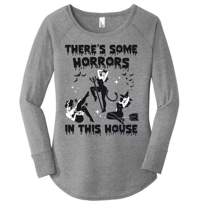 Theres Some Horrors In This House Halloween Witch Spooky Women's Perfect Tri Tunic Long Sleeve Shirt