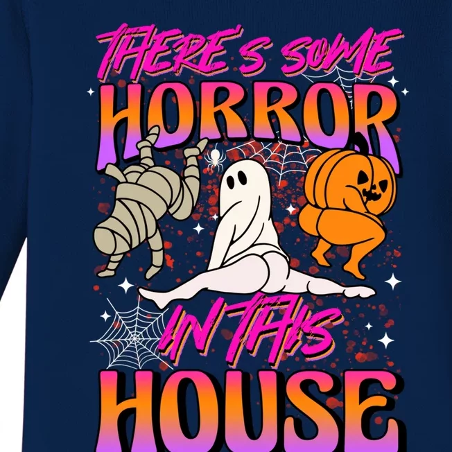 Theres Some Horrors In This House Ghost Pumpkin Halloween Baby Long Sleeve Bodysuit