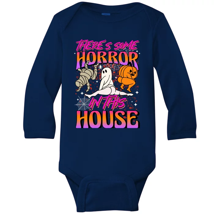 Theres Some Horrors In This House Ghost Pumpkin Halloween Baby Long Sleeve Bodysuit