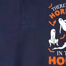 Theres Some Horrors In This House Spooky Ghost Halloween Softstyle Adult Sport Polo