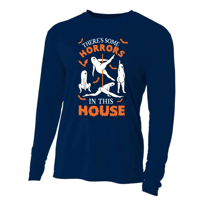 Theres Some Horrors In This House Spooky Ghost Halloween Cooling Performance Long Sleeve Crew