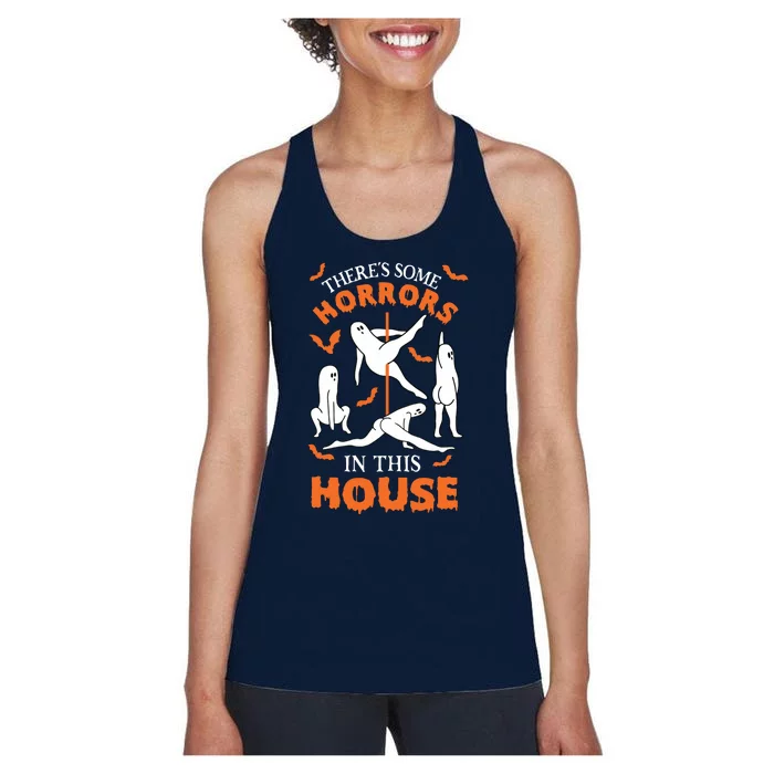 Theres Some Horrors In This House Spooky Ghost Halloween Women's Racerback Tank