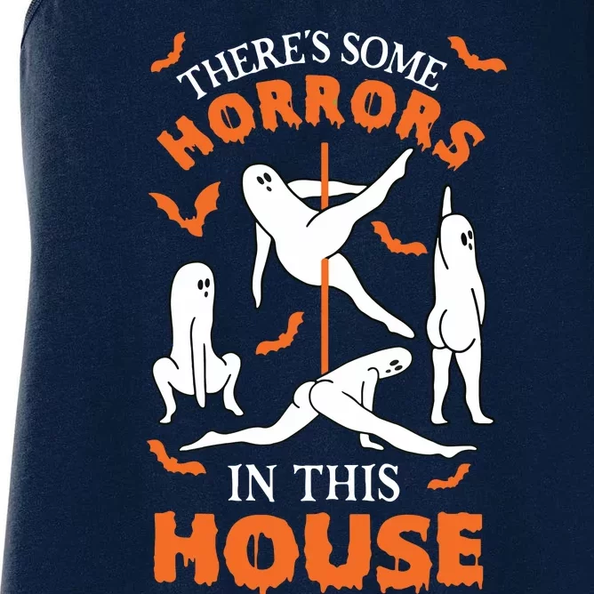 Theres Some Horrors In This House Spooky Ghost Halloween Women's Racerback Tank