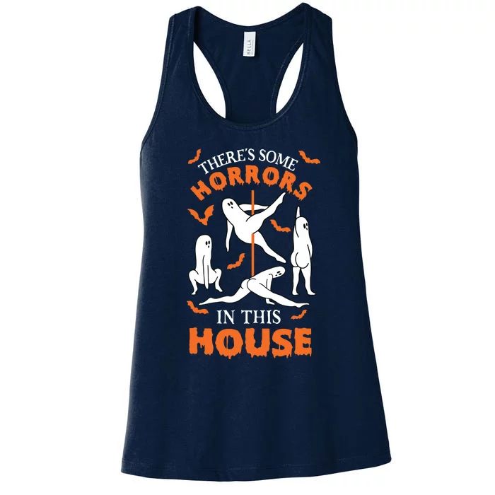 Theres Some Horrors In This House Spooky Ghost Halloween Women's Racerback Tank