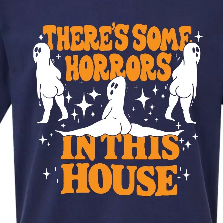 Theres Some Horrors In This House Spooky Season Halloween Sueded Cloud Jersey T-Shirt