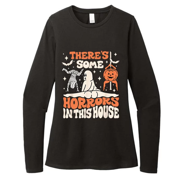 Theres Some Horrors In This House Ghost Pumpkin Halloween Womens CVC Long Sleeve Shirt