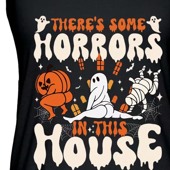 Theres Some Horrors In This House Ghost Pumpkin Halloween Ladies Essential Flowy Tank