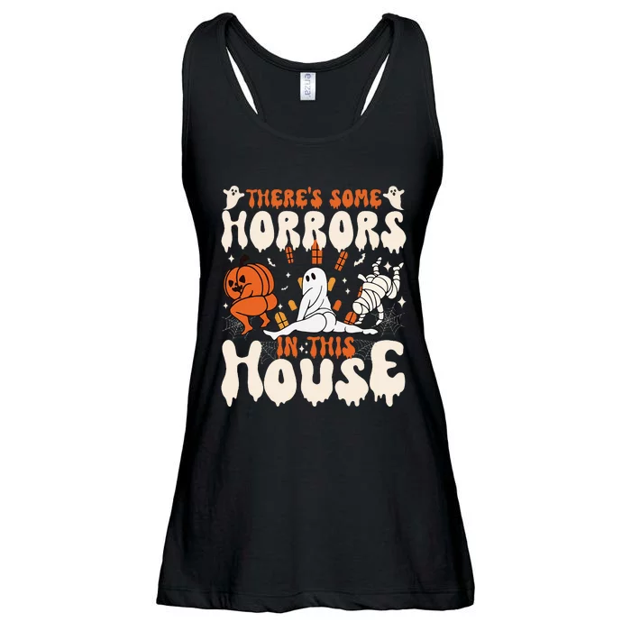 Theres Some Horrors In This House Ghost Pumpkin Halloween Ladies Essential Flowy Tank