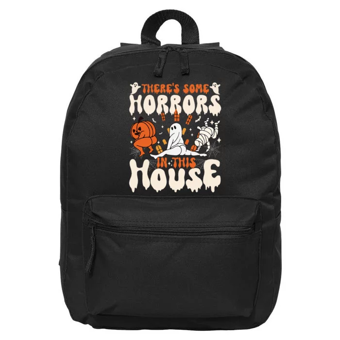 Theres Some Horrors In This House Ghost Pumpkin Halloween 16 in Basic Backpack