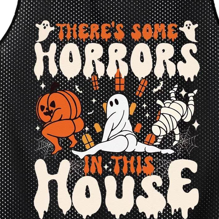 Theres Some Horrors In This House Ghost Pumpkin Halloween Mesh Reversible Basketball Jersey Tank